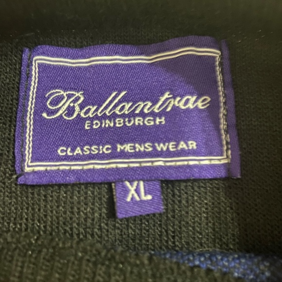 Men’s Ballantrae Edinburgh Retro Blue/Black Color-block Crew Neck Sweater - Picture 5 of 5